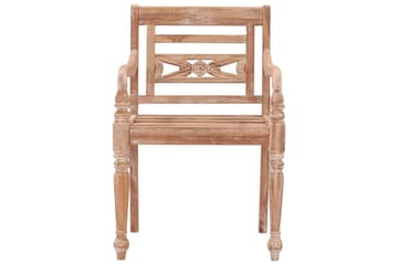 Bataviastoler 2 stk hvitvasket heltre teak - Brun - Hagemøbler - Balkong - Balkongmøbler - Balkongstoler