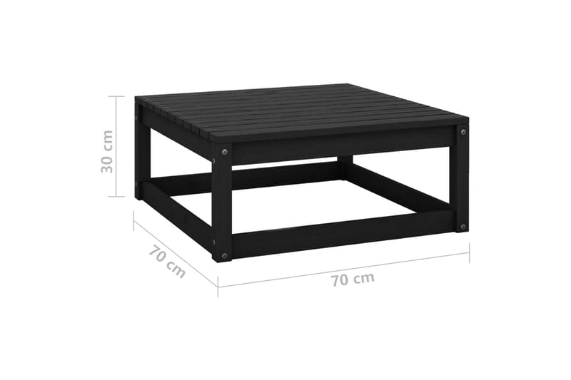 Fotskammel til hage 70x70x30 cm svart heltre furu - Svart - Hagemøbler - Balkong - Balkongmøbler - Balkongstoler