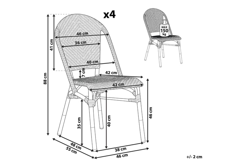 Hagestol 4 stk blå/Hvit mønster RIFREDDO - Blå - Hagemøbler - Balkong - Balkongmøbler - Balkongstoler