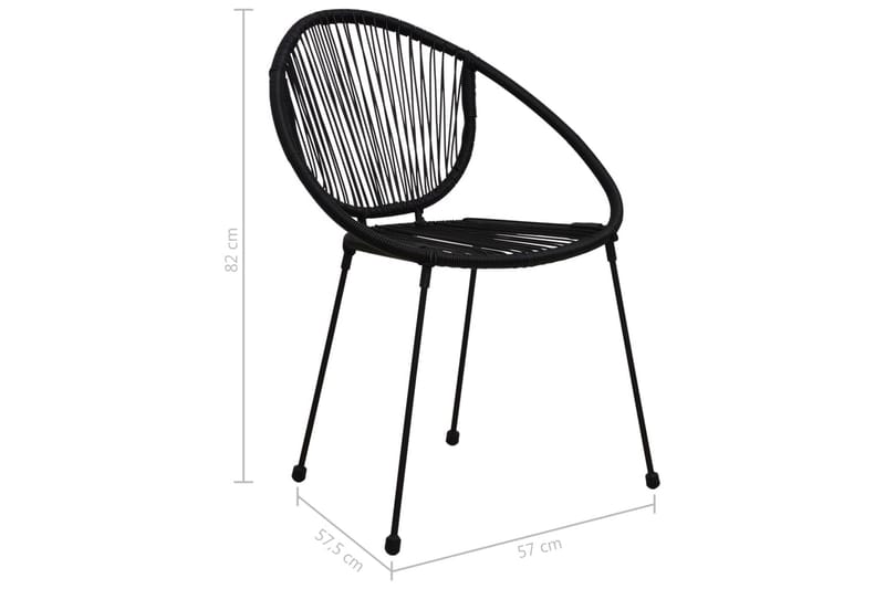 Hagestoler 2 stk PVC rotting svart - Spisestoler & hagestoler utendørs - Balkongstoler