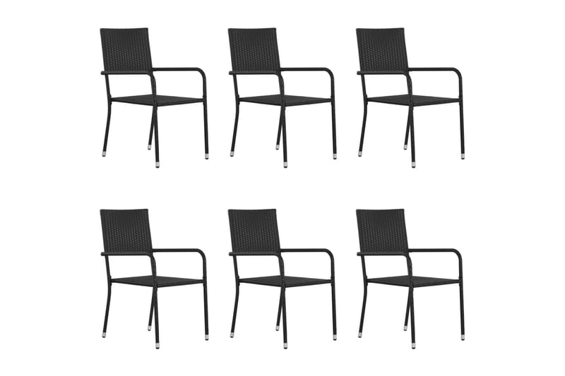 Utendørs spisestoler 6 stk polyrotting svart - Svart - Spisestoler & hagestoler utendørs - Balkongstoler