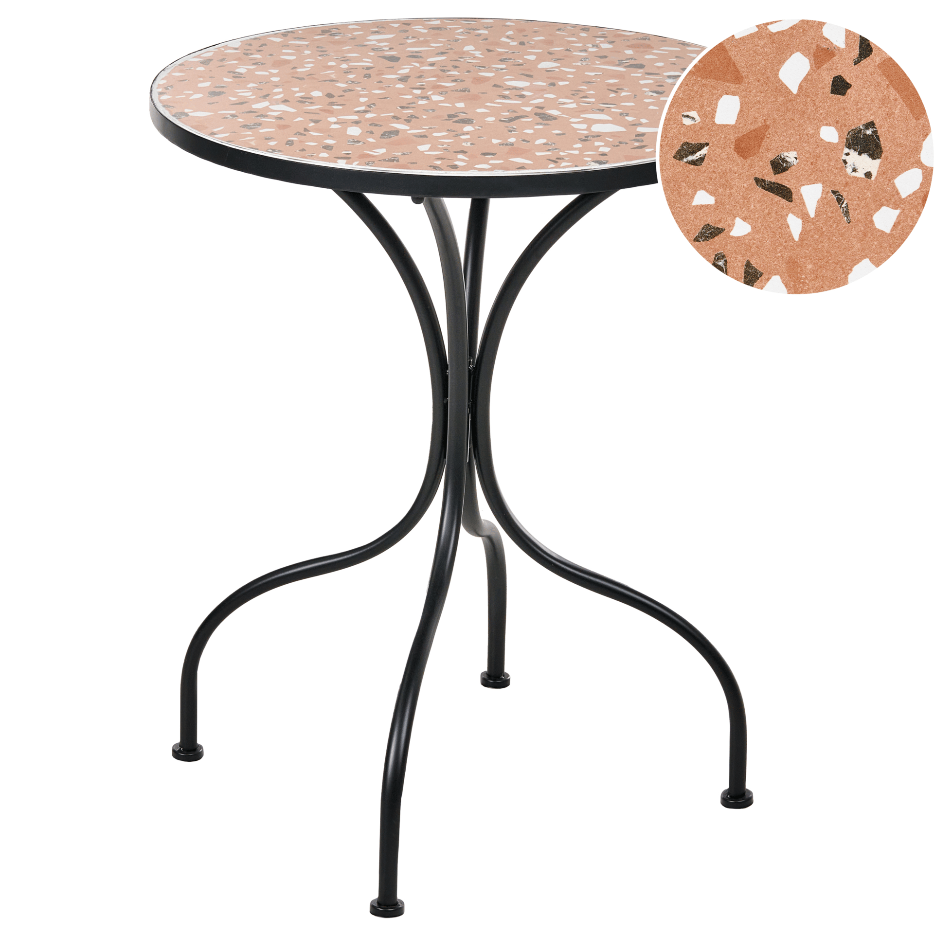 Bistrobord utendørs Adrano 60 cm terrazzoeffekt Jern - Svart/Oransje