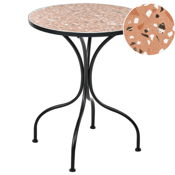 Bistrobord utendørs Adrano 60 cm terrazzoeffekt Jern - Svart/Oransje - Hagemøbler - Balkong - Balkongmøbler - Balkongbord