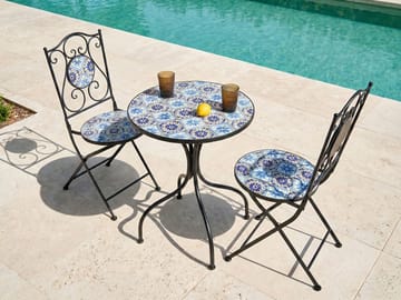Bistrobord utendørs Aggius 60 cm Jern - Svart/Blå - Hagemøbler - Balkong - Balkongmøbler - Balkongbord