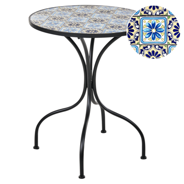 Bistrobord utendørs Aggius 60 cm Jern - Svart/Blå - Hagemøbler - Balkong - Balkongmøbler - Balkongbord