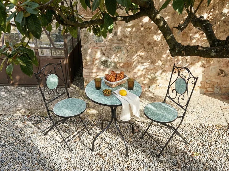 Bistrobord utendørs Anapo 60 cm Jern - Svart/grønn - Hagemøbler - Balkong - Balkongmøbler - Balkongbord