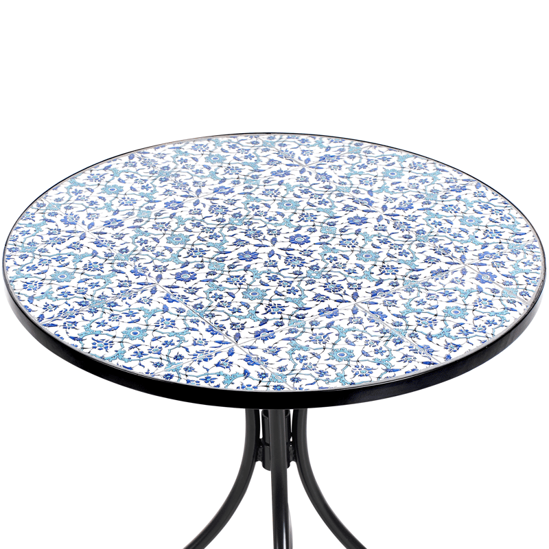 Bistrobord utendørs Chapeco 60 cm Jern - Svart/blå/hvit - Hagemøbler - Balkong - Balkongmøbler - Balkongbord