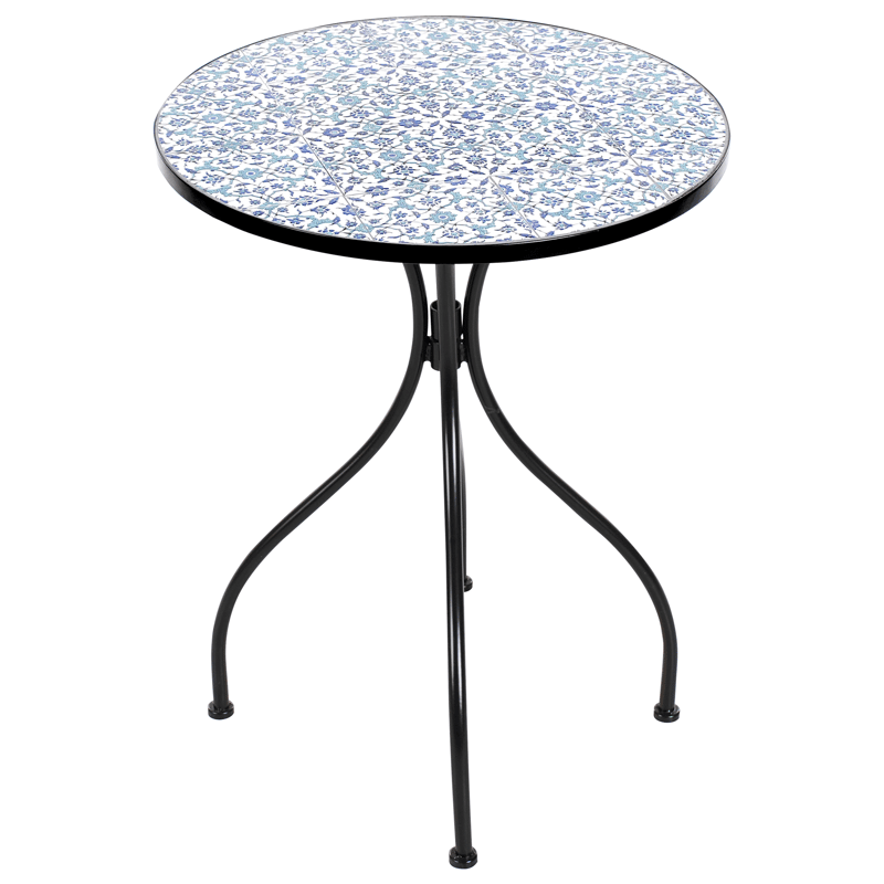 Bistrobord utendørs Chapeco 60 cm Jern - Svart/blå/hvit - Hagemøbler - Balkong - Balkongmøbler - Balkongbord