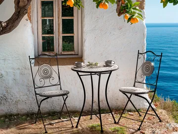Bistrobord utendørs Comiso 60 cm Jern - Svart/Hvit - Hagemøbler - Balkong - Balkongmøbler - Balkongbord