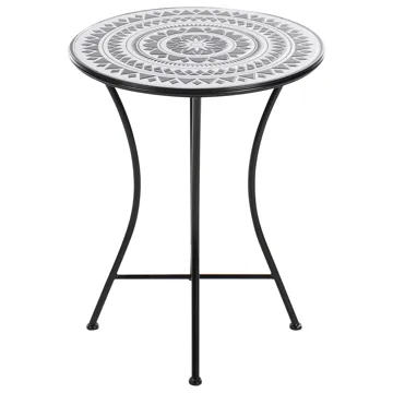 Bistrobord utendørs Comiso 60 cm Jern - Svart/Hvit - Hagemøbler - Balkong - Balkongmøbler - Balkongbord