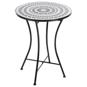 Bistrobord utendørs Comiso 60 cm Jern - Svart/Hvit - Hagemøbler - Balkong - Balkongmøbler - Balkongbord