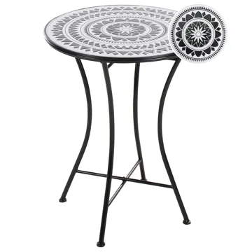 Bistrobord utendørs Comiso 60 cm Jern - Svart/Hvit - Hagemøbler - Balkong - Balkongmøbler - Balkongbord