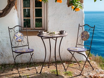 Bistrobord utendørs Coriano 60 cm Jern - Svart/Blå - Hagemøbler - Balkong - Balkongmøbler - Balkongbord