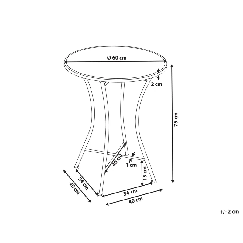 Bistrobord utendørs Coriano 60 cm Jern - Svart/Blå - Hagemøbler - Balkong - Balkongmøbler - Balkongbord