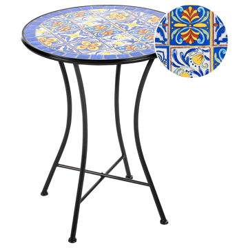Bistrobord utendørs Coriano 60 cm Jern - Svart/Blå - Hagemøbler - Balkong - Balkongmøbler - Balkongbord