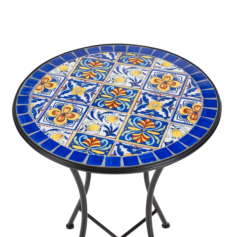 Bistrobord utendørs Coriano 60 cm Jern - Svart/Blå - Hagemøbler - Balkong - Balkongmøbler - Balkongbord