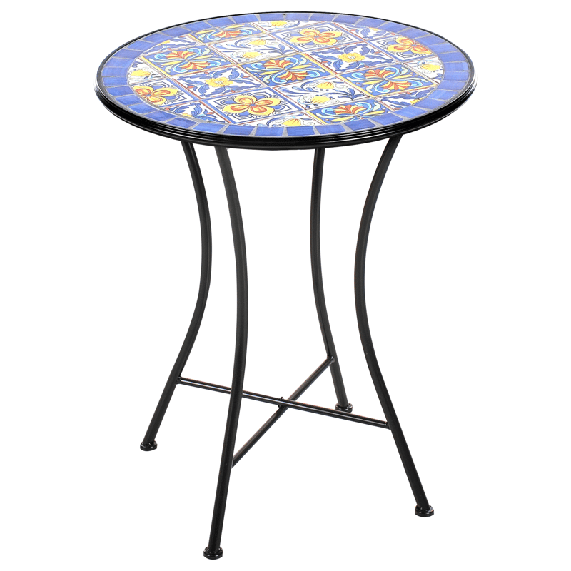 Bistrobord utendørs Coriano 60 cm Jern - Svart/Blå - Hagemøbler - Balkong - Balkongmøbler - Balkongbord