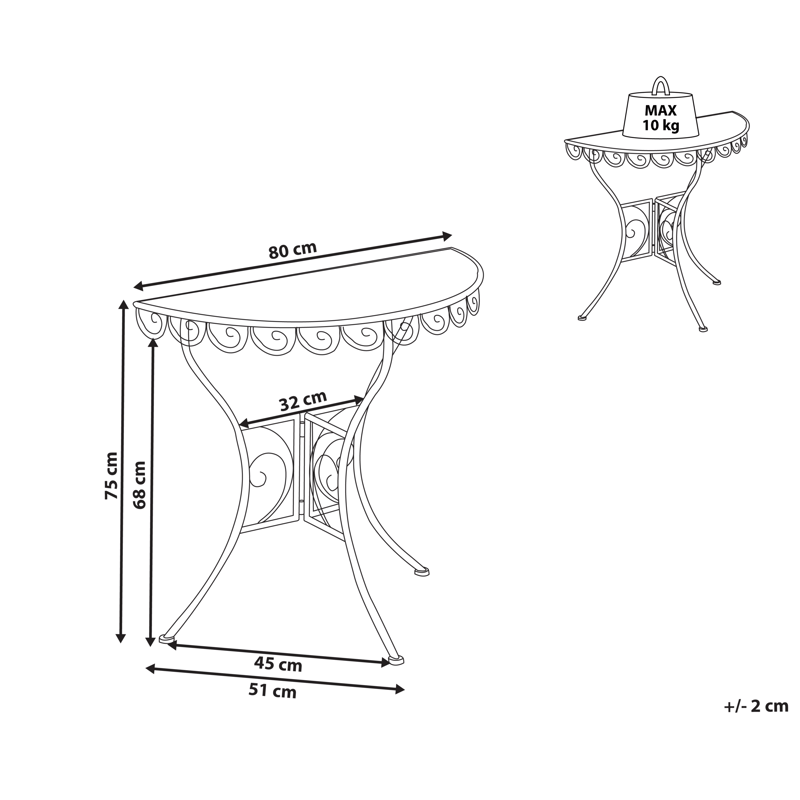 Bistrobord utendørs Juina 80 cm Jern - Beige - Hagemøbler - Balkong - Balkongmøbler - Balkongbord