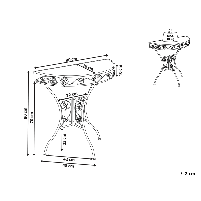 Bistrobord utendørs Yaviza 80 cm Jern - Beige - Hagemøbler - Balkong - Balkongmøbler - Balkongbord
