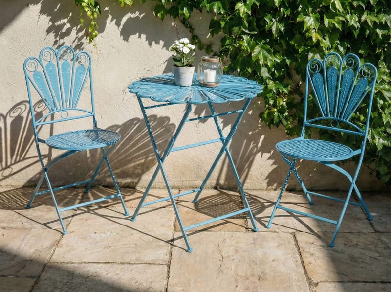 Bistrobord utendørs Pavia 71 cm Jern - Blå - Hagemøbler - Balkong - Balkongmøbler - Balkongbord