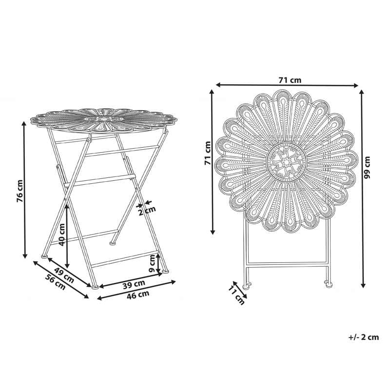 Bistrobord utendørs Pavia 71 cm Jern - Hvit - Hagemøbler - Balkong - Balkongmøbler - Balkongbord
