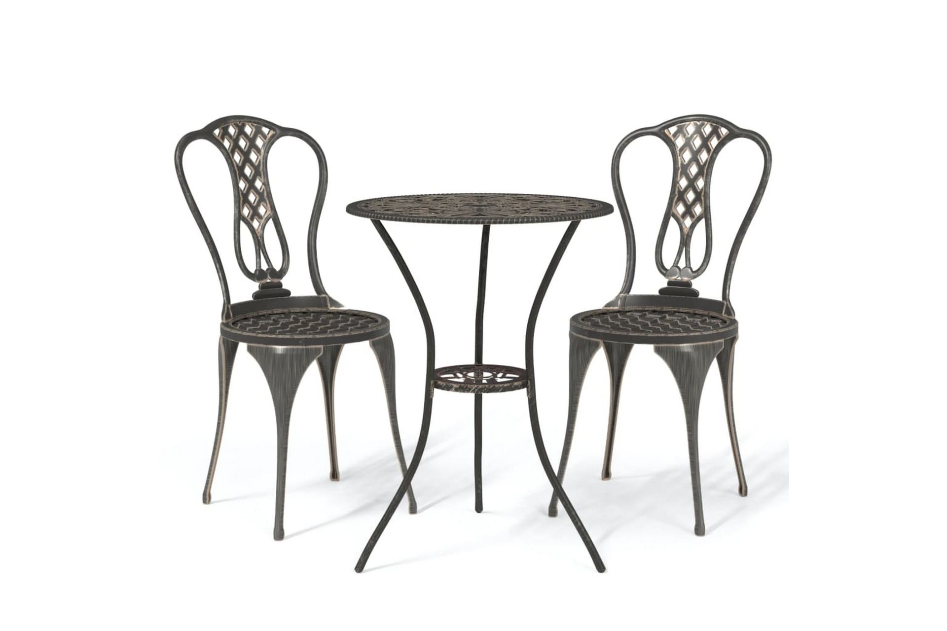 Bistrosett 3 deler støpt aluminium bronse - Brun - Hagemøbler - Balkong - Balkongmøbler - Balkonggrupper