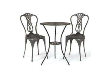Bistrosett 3 deler støpt aluminium bronse - Brun - Hagemøbler - Balkong - Balkongmøbler - Balkonggrupper