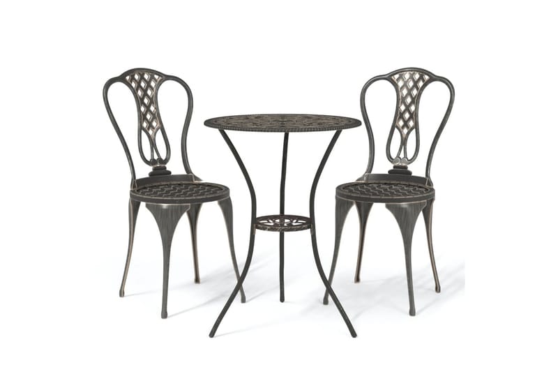 Bistrosett 3 deler støpt aluminium bronse - Brun - Hagemøbler - Balkong - Balkongmøbler - Balkonggrupper