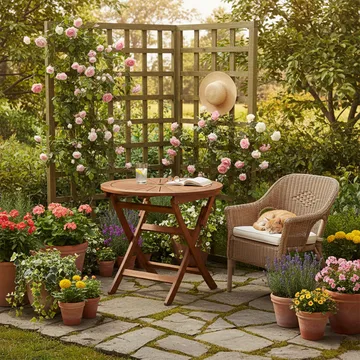 Bord HOME4YOU Fabiola D80x72 cm Akasie - brun - Hagemøbler - Balkong - Balkongmøbler - Balkongbord