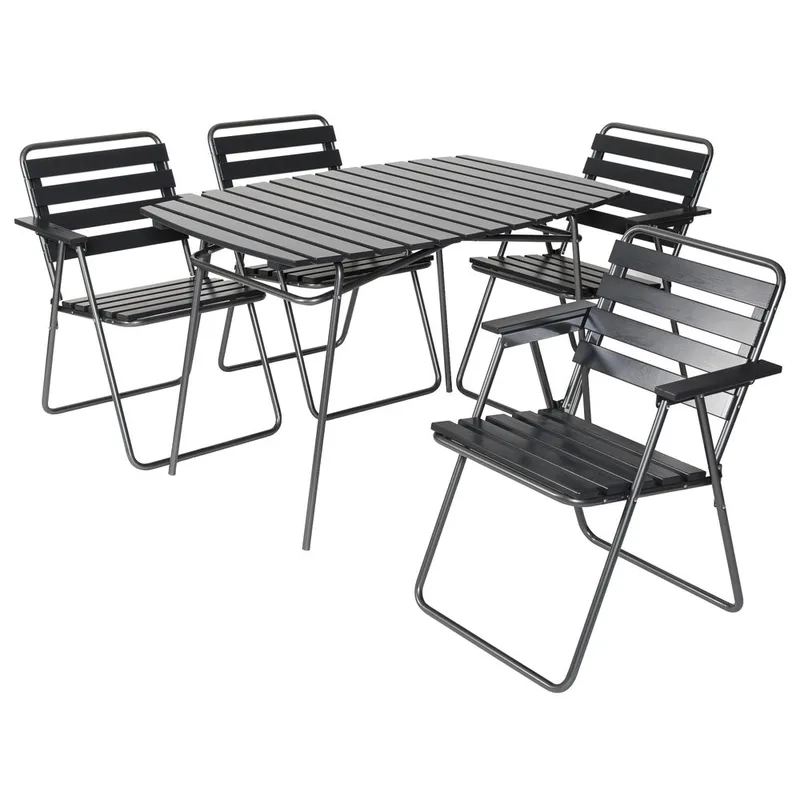 Bordgruppe Varax Retro 403 + 4 stk 305 Grå/Svart, Grå/Svart