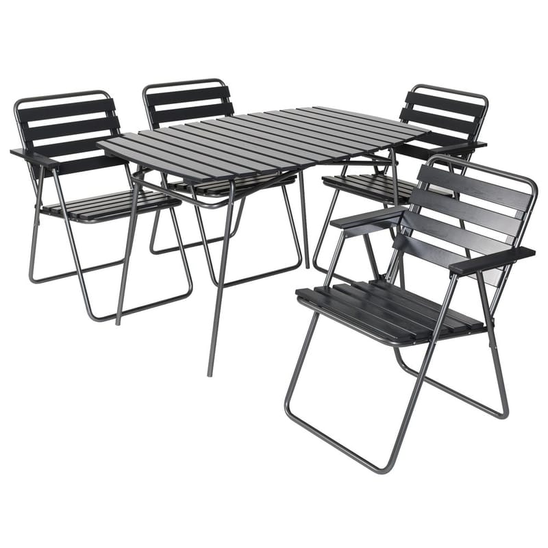 Bordgruppe Varax Retro 403 + 4 stk 305 Grå/Svart - Grå/Svart - Hagemøbler - Balkong - Balkongmøbler - Balkonggrupper