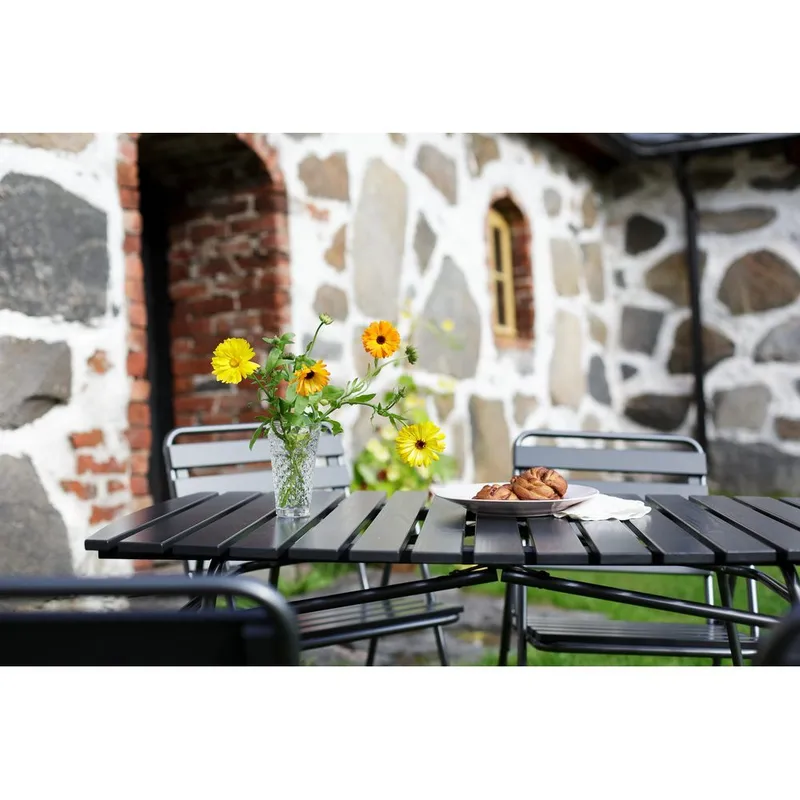 Bordgruppe Varax Retro 403 + 4 stk 305 Grå/Svart - Grå/Svart - Hagemøbler - Balkong - Balkongmøbler - Balkonggrupper