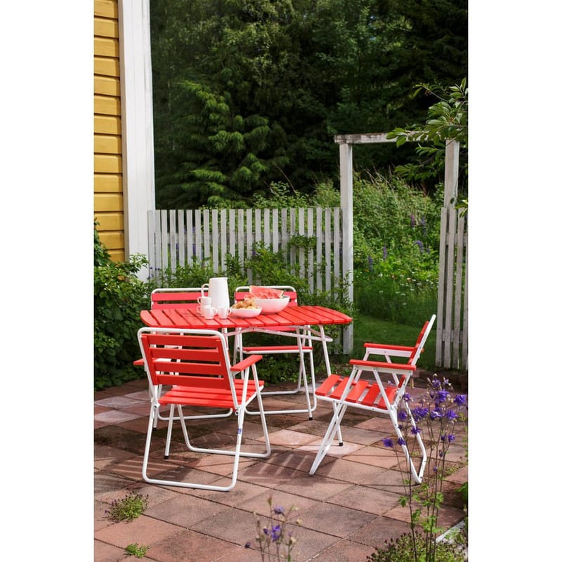 Bordgruppe Varax Retro 403 + 4 stk 305 Hvit/Rød - Hvit/Rød - Hagemøbler - Balkong - Balkongmøbler - Balkonggrupper