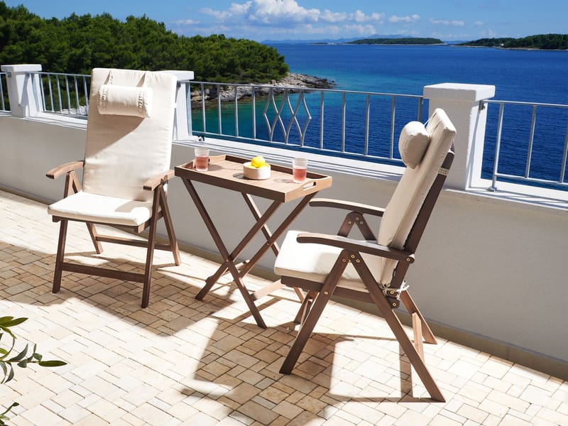 Caféssett utendørs Amantea Premium akasietre - Brun/Lys beige - Hagemøbler - Balkong - Balkongmøbler - Balkonggrupper