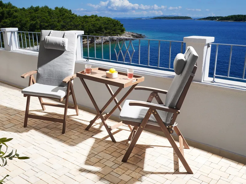 Caféssett utendørs Amantea Premium akasietre - Brun/Gråmelert - Hagemøbler - Balkong - Balkongmøbler - Balkonggrupper