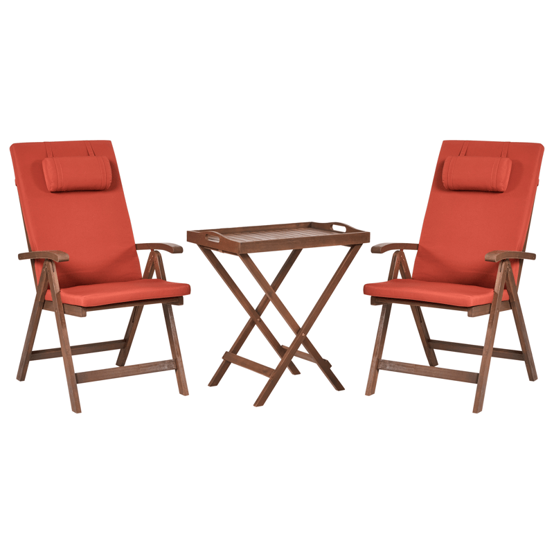 Caféssett utendørs Amantea Premium akasietre, Brun/rød