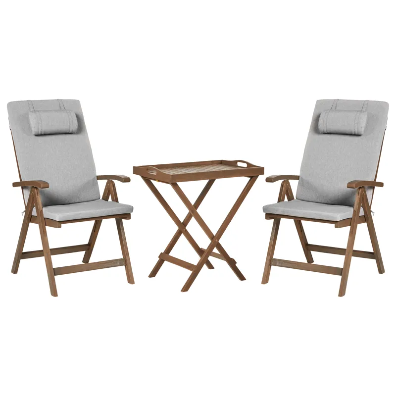 Caféssett utendørs Amantea Premium akasietre, Brun/Gråmelert