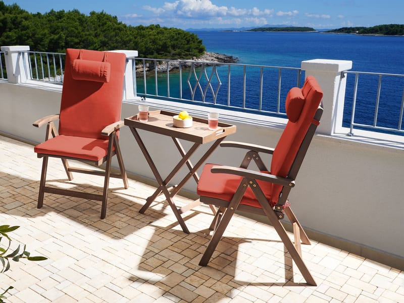 Caféssett utendørs Amantea Premium akasietre - Brun/rød - Hagemøbler - Balkong - Balkongmøbler - Balkonggrupper