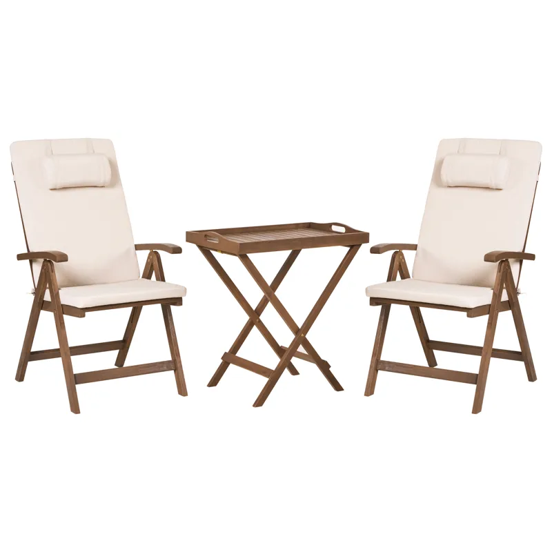 Caféssett utendørs Amantea Premium akasietre, Brun/Lys beige