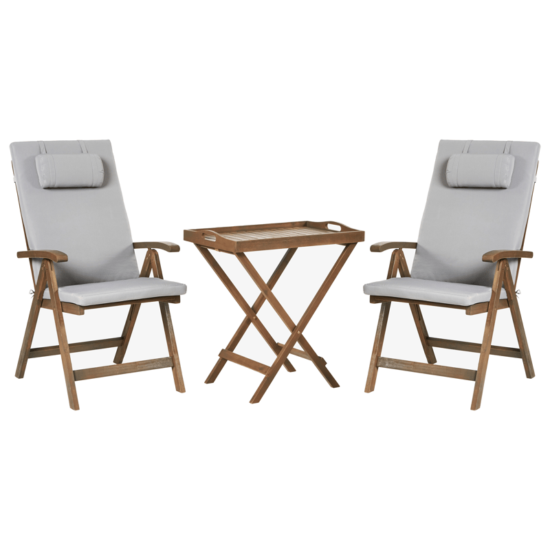 Caféssett utendørs Amantea Premium akasietre, Brun/Lysegrå