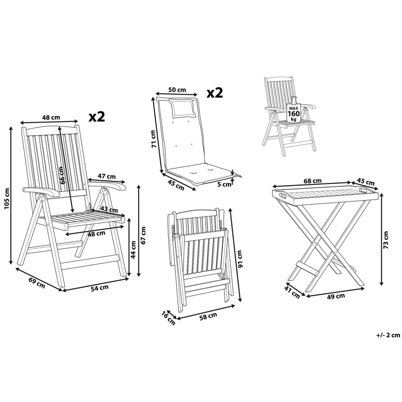 Caféssett utendørs Java Premium akasietre - Brun/rød - Hagemøbler - Balkong - Balkongmøbler - Balkonggrupper