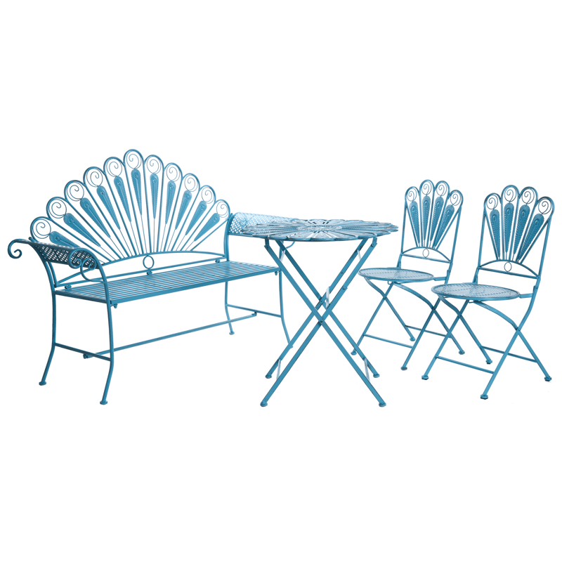 Caféssett utendørs med benk Pavia Jern - Blå - Hagemøbler - Balkong - Balkongmøbler - Balkonggrupper
