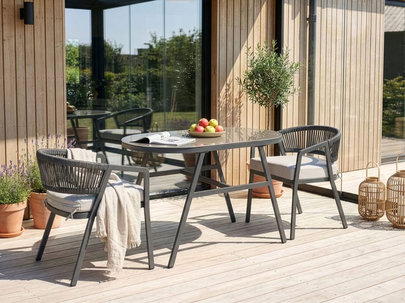 Caféssett utendørs Muros Stål - Grå/Beige - Hagemøbler - Balkong - Balkongmøbler - Balkonggrupper