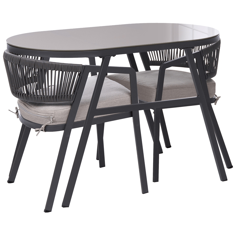 Caféssett utendørs Muros Stål - Grå/Beige - Hagemøbler - Balkong - Balkongmøbler - Balkonggrupper