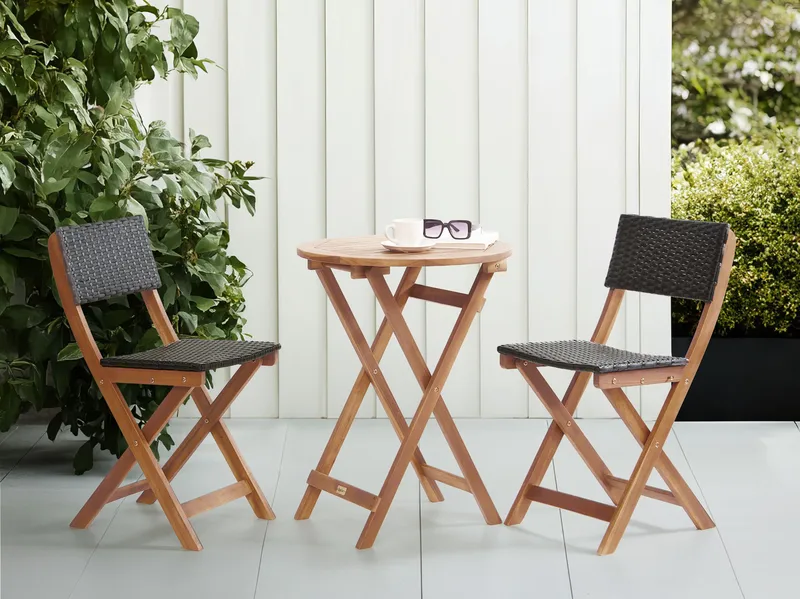 Caféssett utendørs Rivarotta akasietre - Brun/svart - Hagemøbler - Balkong - Balkongmøbler - Balkonggrupper