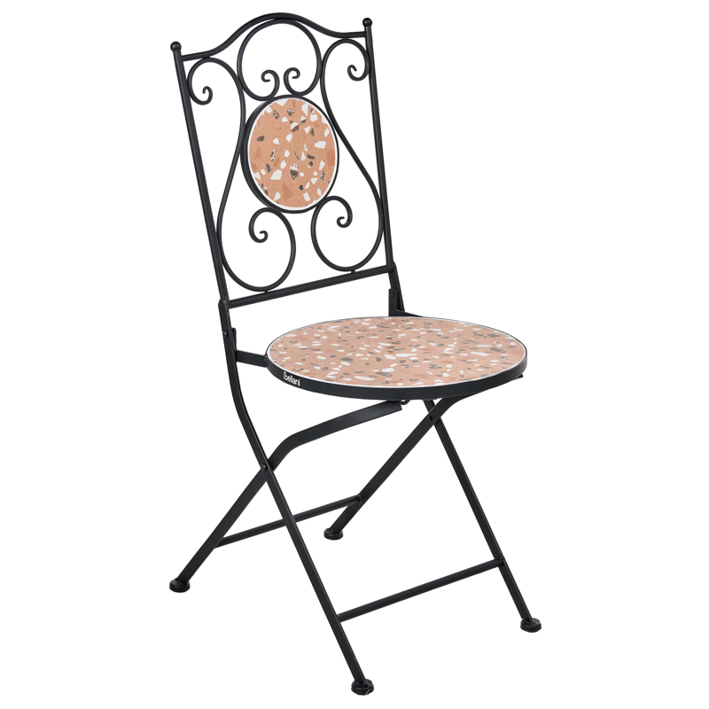 Caféssett utendørs sammenleggbar Adrano Jern - Svart/Brun/Oransje - Hagemøbler - Balkong - Balkongmøbler - Balkonggrupper