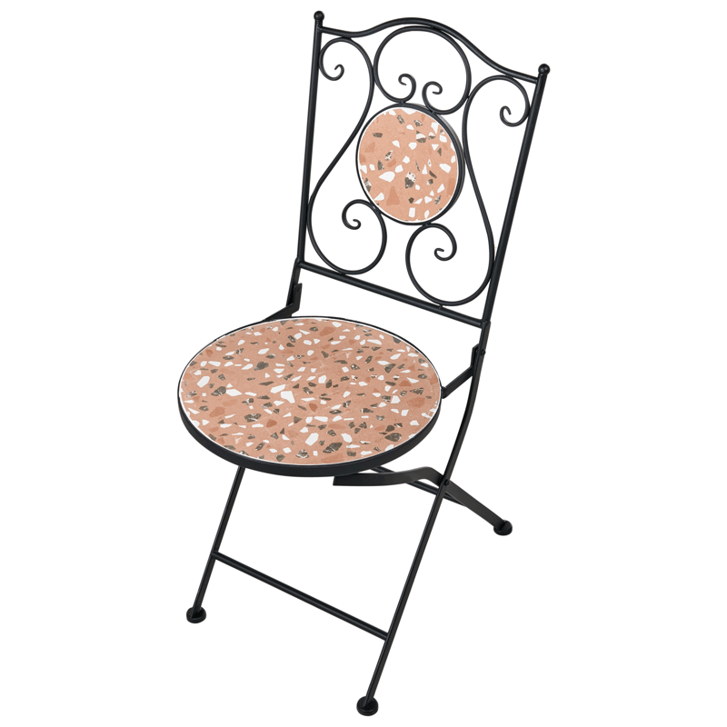 Caféssett utendørs sammenleggbar Adrano Jern - Svart/Brun/Oransje - Hagemøbler - Balkong - Balkongmøbler - Balkonggrupper