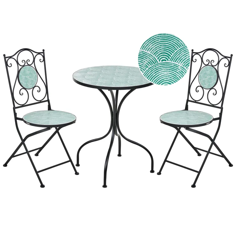 Caféssett utendørs sammenleggbar Anapo Jern, svart/grønn