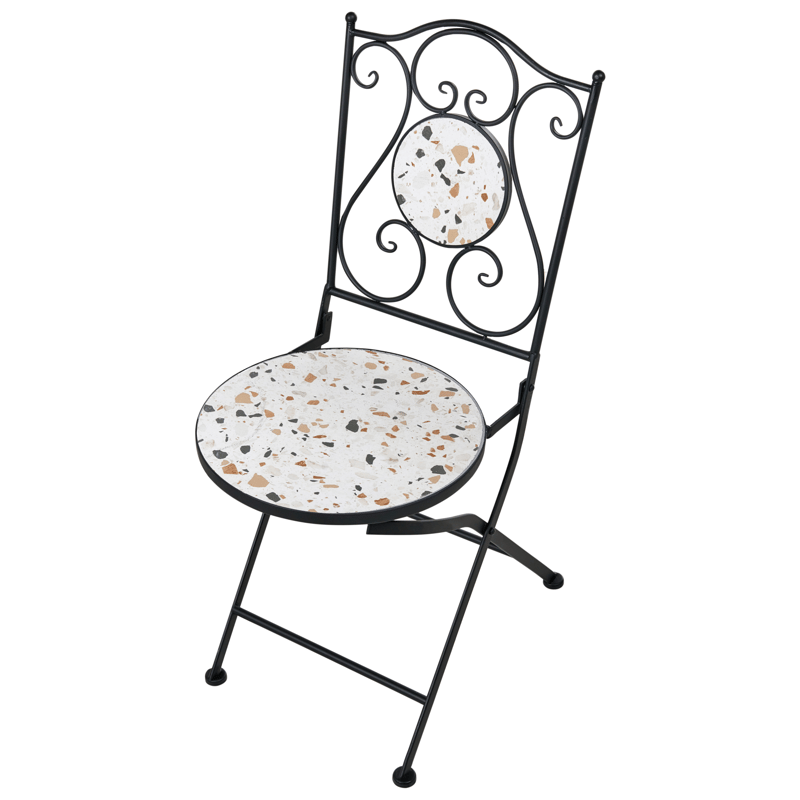 Caféssett utendørs sammenleggbar Artena Jern - Svart/Hvit - Hagemøbler - Balkong - Balkongmøbler - Balkonggrupper