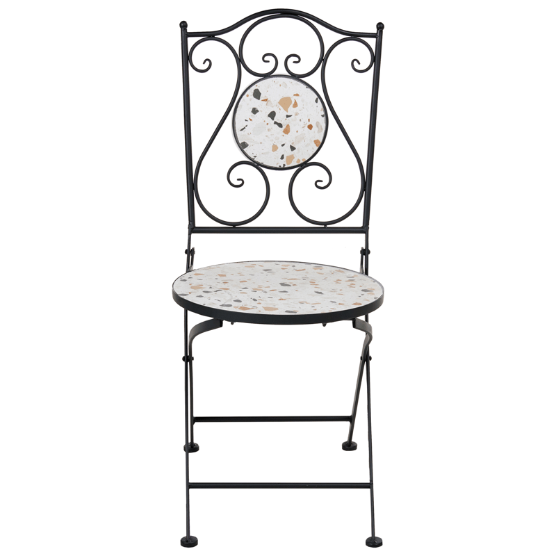 Caféssett utendørs sammenleggbar Artena Jern - Svart/Hvit - Hagemøbler - Balkong - Balkongmøbler - Balkonggrupper